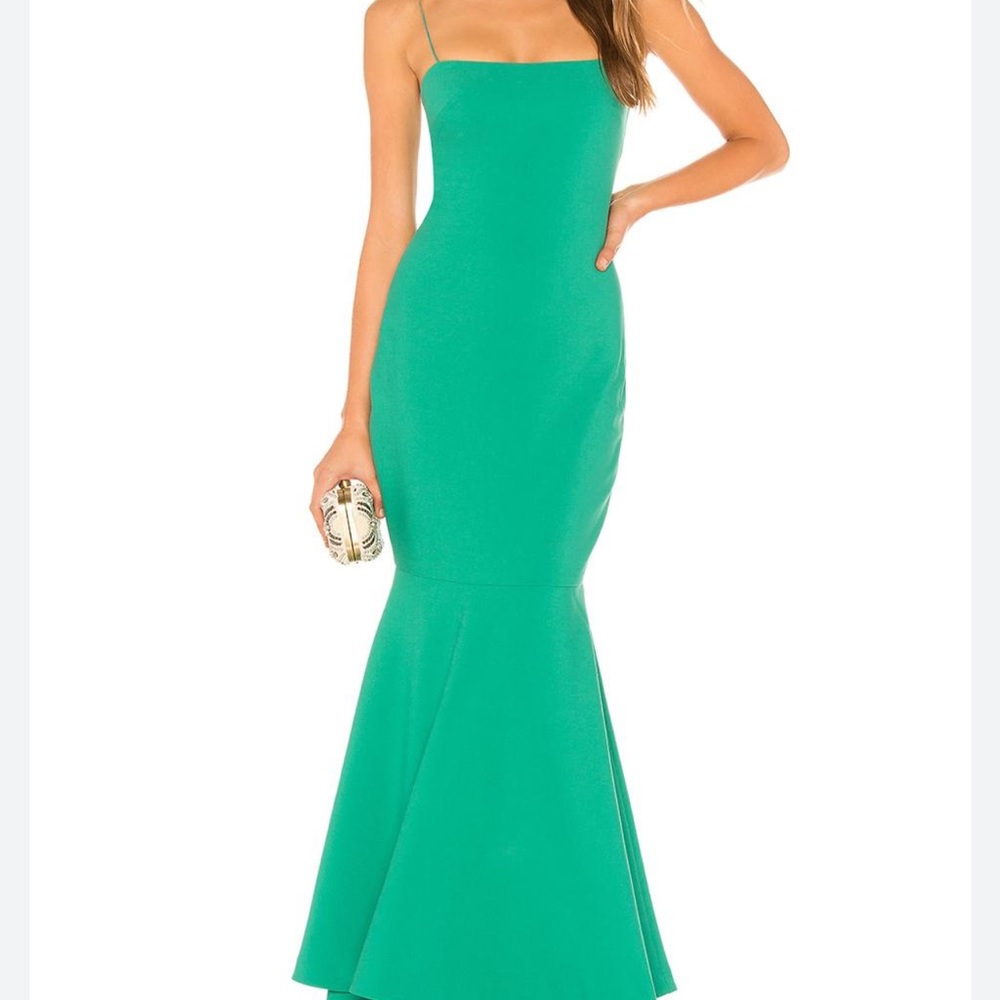 Likely Green Square Neck Sleeveless Gown